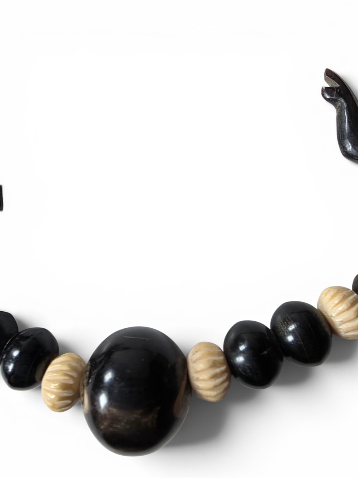 Vintage Chunky African Safari Carved Wood Elephant Necklace Deadstock