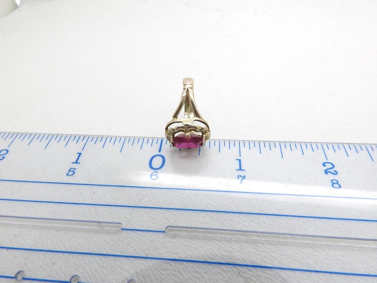 Ladies 10k Yellow Gold Synthetic Red Ruby Ring Emerald Cut 3.00 Carats Size 6.75