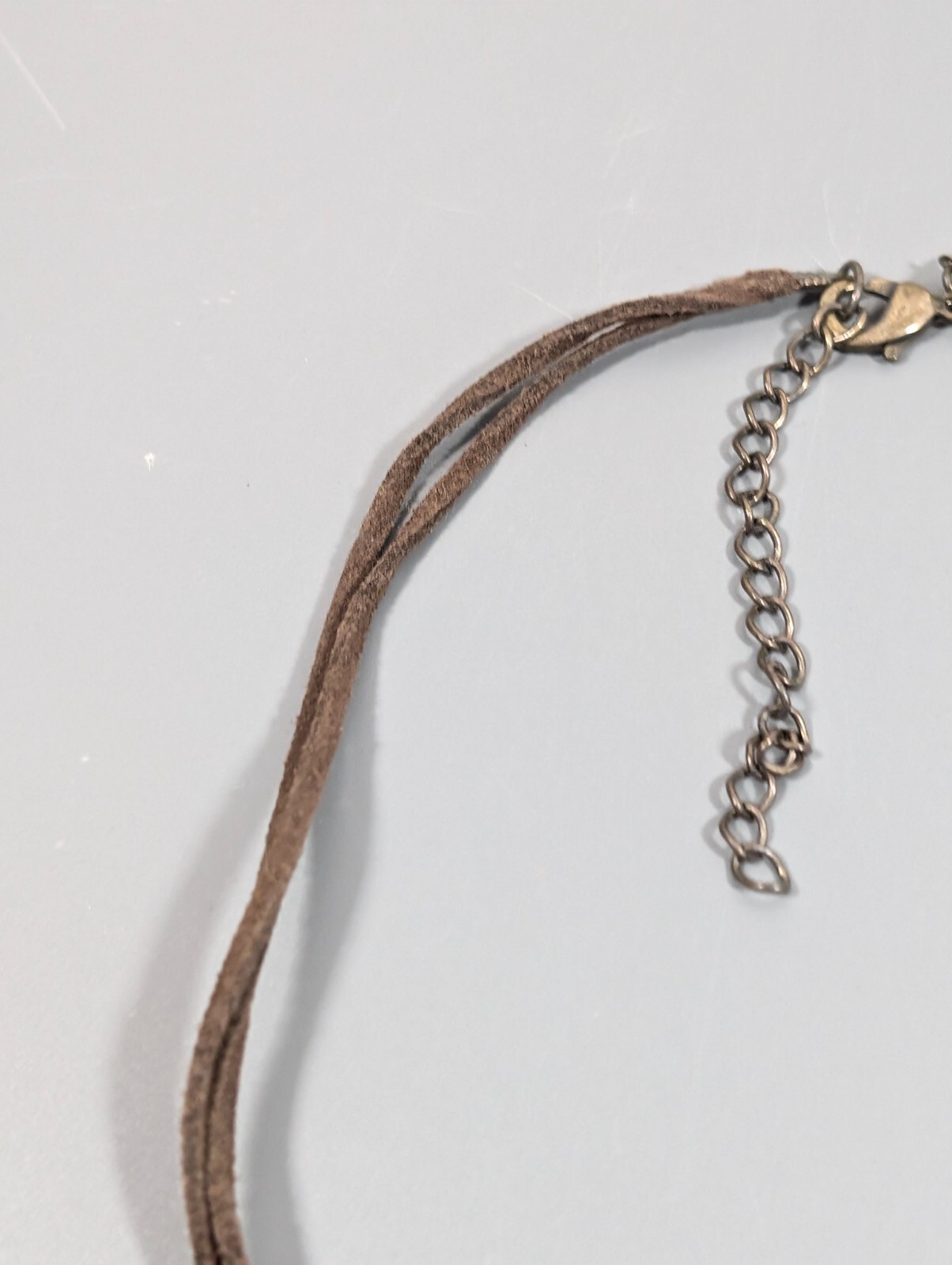 Boho Purple Bronze Tone Flower Beaded Filigree Ball Wood Cord Necklace 23 in