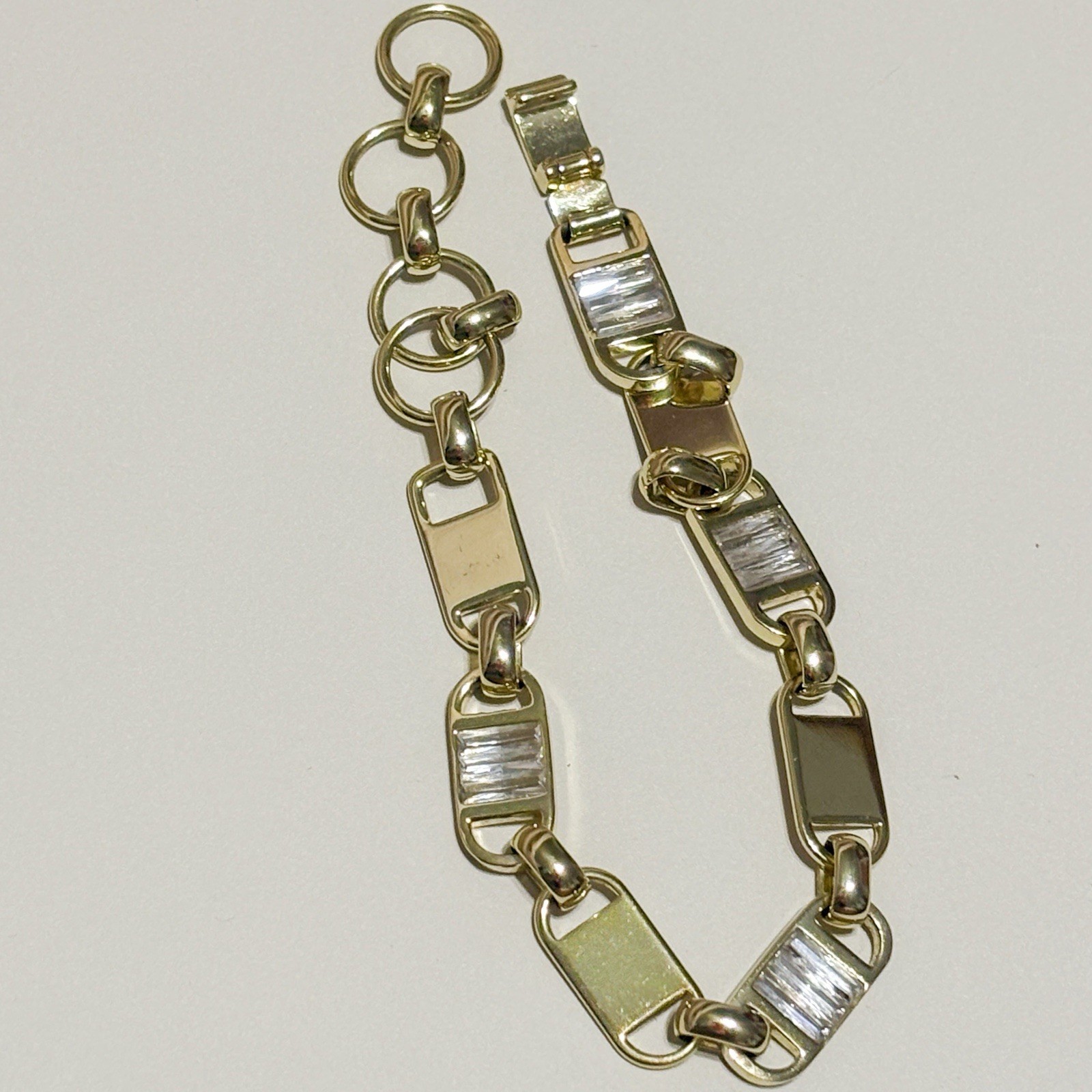 Kendra Scott Jessie Gold Tone Link Bracelet Baguette Rhinestone