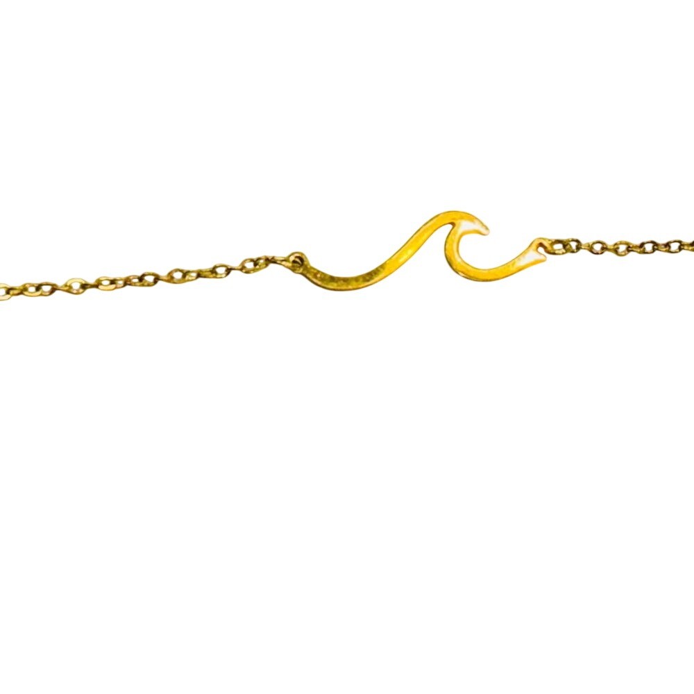 14k Gold Overlay Wave Bracelet – Minimalist Ocean-Inspired Jewelry 7.5 inches