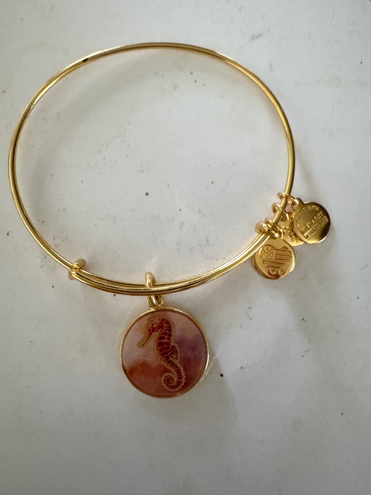 Alex and Ani Seahorse Charm Bracelet Gold Tone Protection One Size