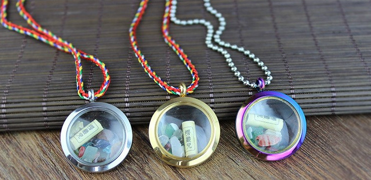 Steel+ Glass Waterproof Medicine Box Pill Case Necklace Beads Pendants