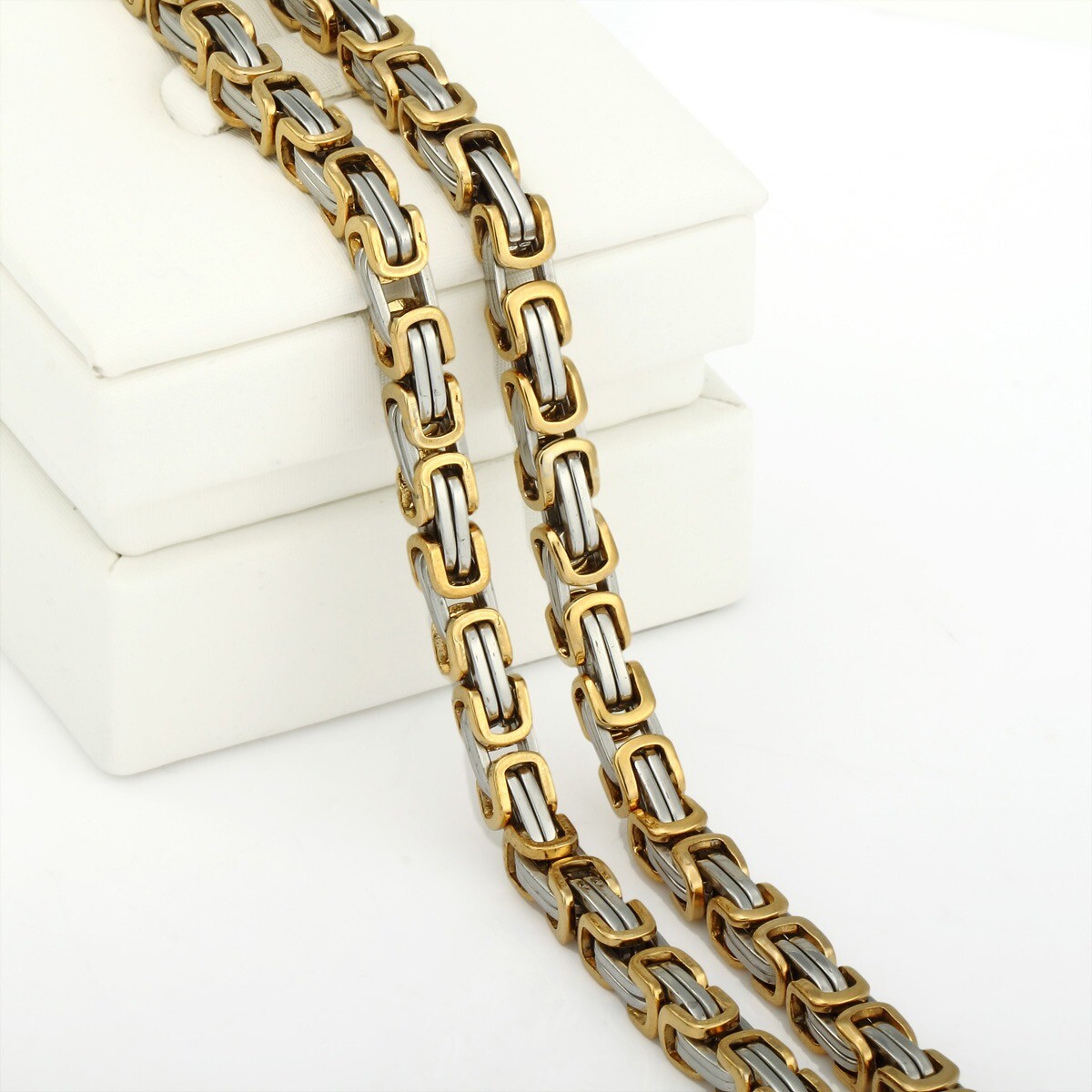 5mm Byzantine Chain Necklace Stainless Steel Link Silver&Gold Plated Jewelry DIY