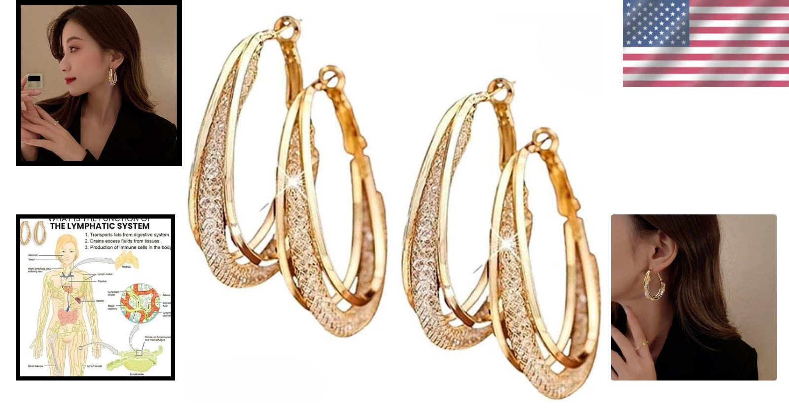Stylish Germanium Hoop Earrings for Lymphatic Drainage – Perfect Gift for Women