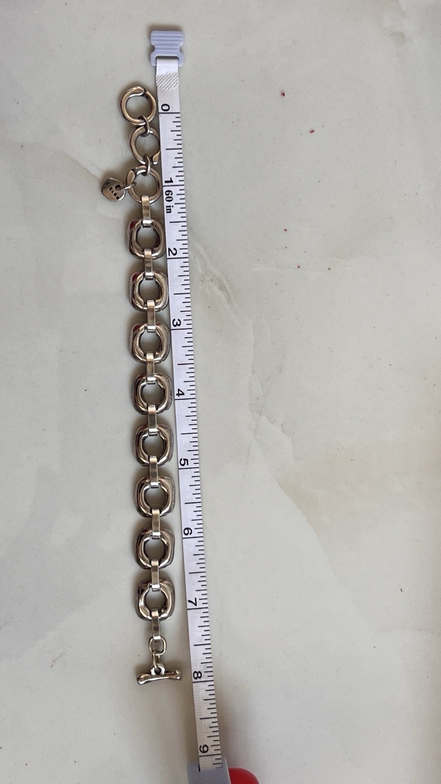 Ciclon , spanish brand silver plated link bracelet adjustable toggle clasp, used