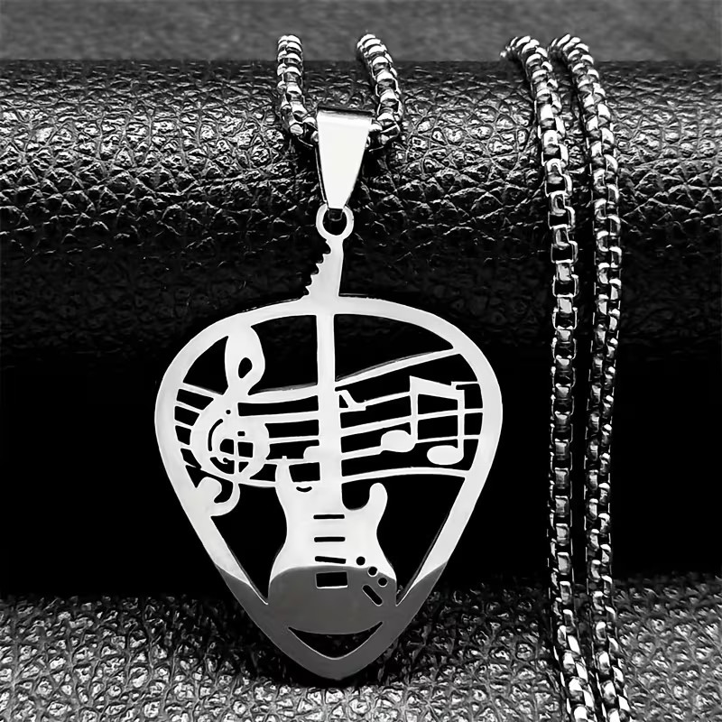Guitar Pick Necklace Instrument Jewelry 304 Stainless Steel Music Pendant
