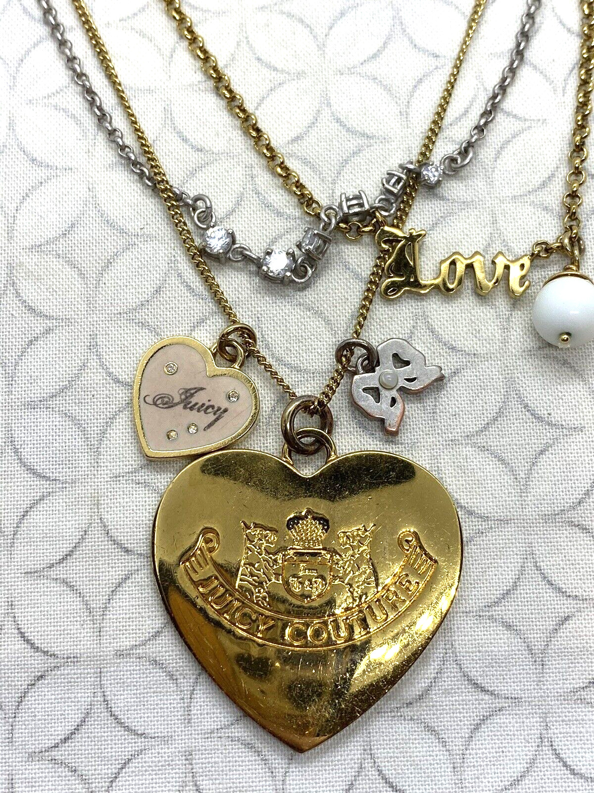 Juicy Couture Let Them Eat Couture Heart Bracelet Multi strand Necklace Set