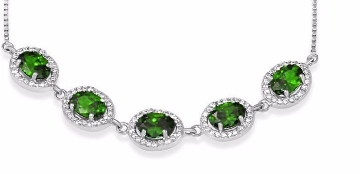 LARIAT BRACELET W/ EMERALD & ACCENTS /925 STERLING SILVER/ 9” ADJUST