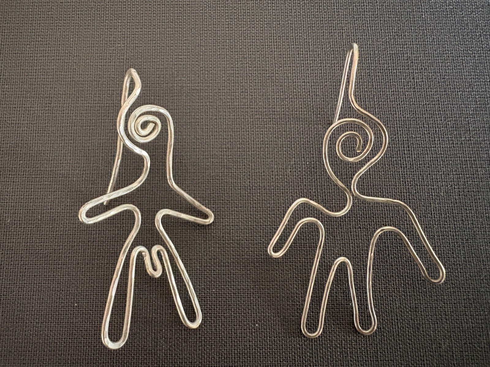 Handmade Male Female Earrings Sterling Silver Wire French Hook Unique Santa Fe