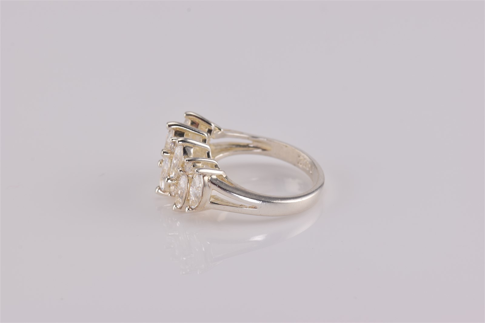 Sterling Silver Stacked & Staggered Marquise Cubic Zirconia Band Ring 925 Sz: 5