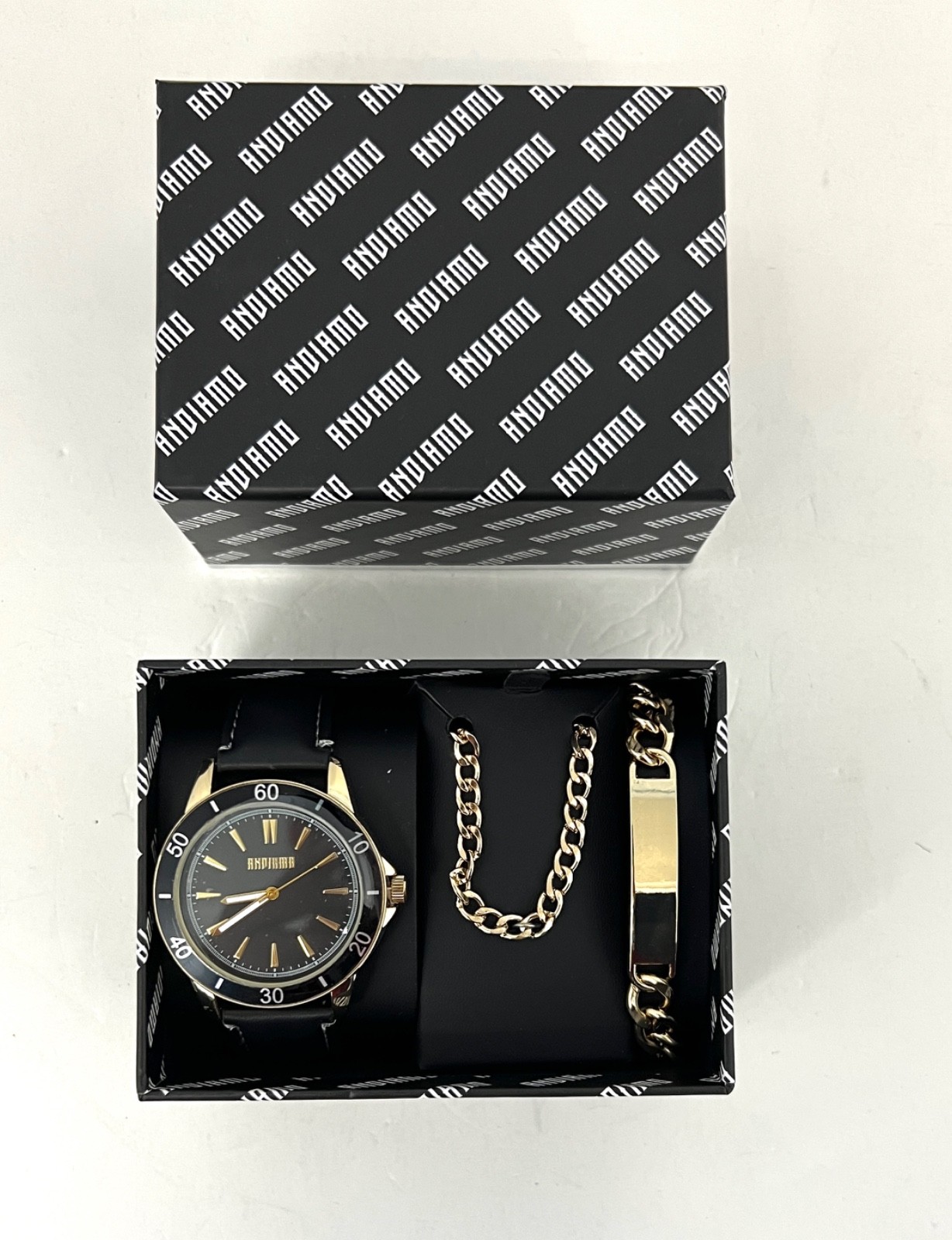 Men’s 3-Piece Gift Set – Watch, Necklace and Braclet – Gold -with gift box
