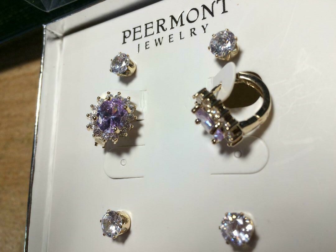 LOT OF THREE (3) PAIR PEERMONT EARRINGS/ORIGINAL BOX/18K GOLD PLATED