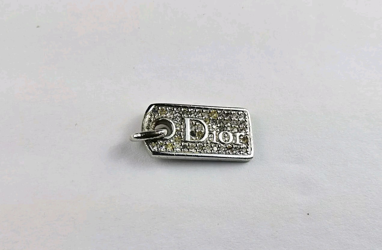 Dior Rhinestone Dogtag Charm Pendant (See Description)