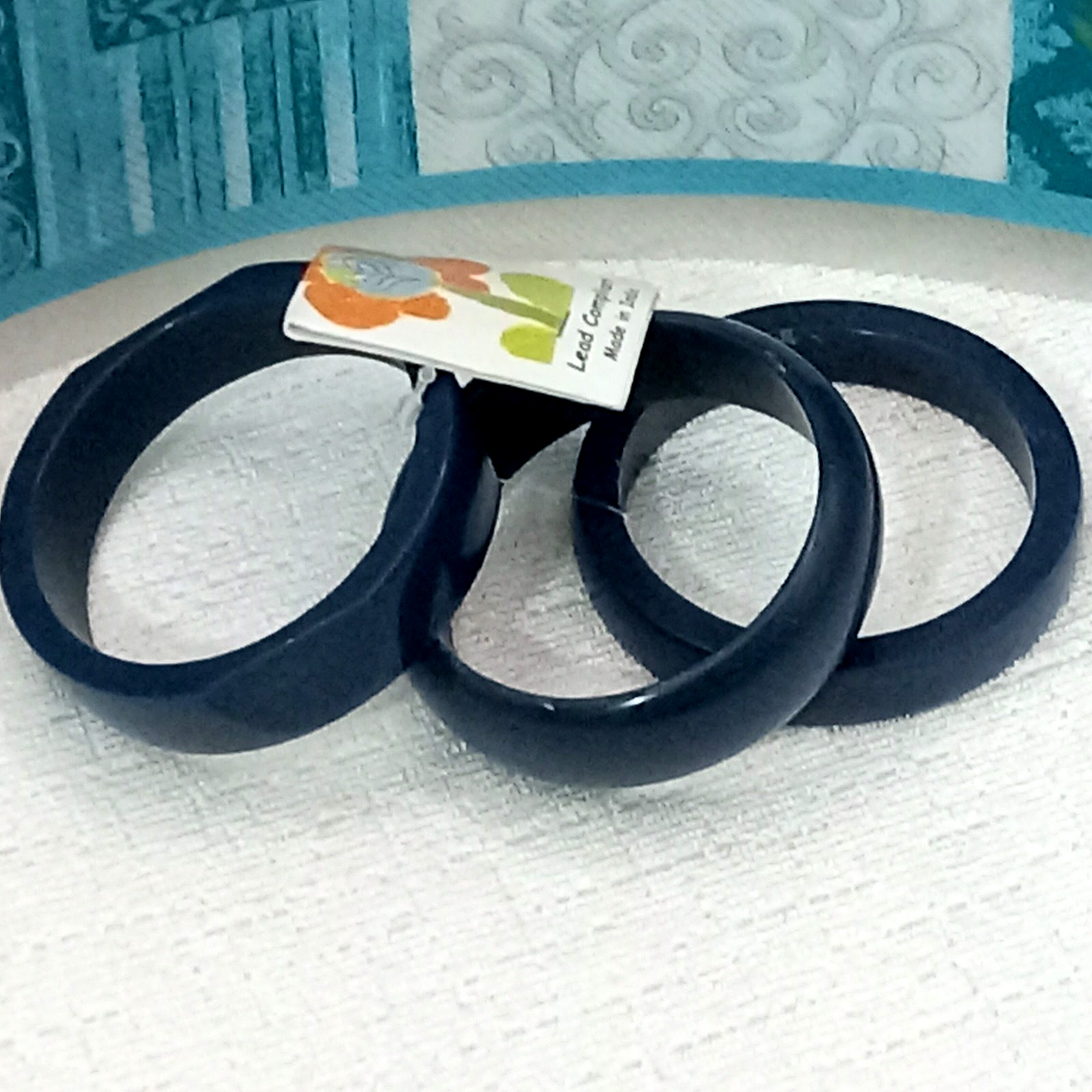 Antika Trio Black Plastic Bangle Bracelets
