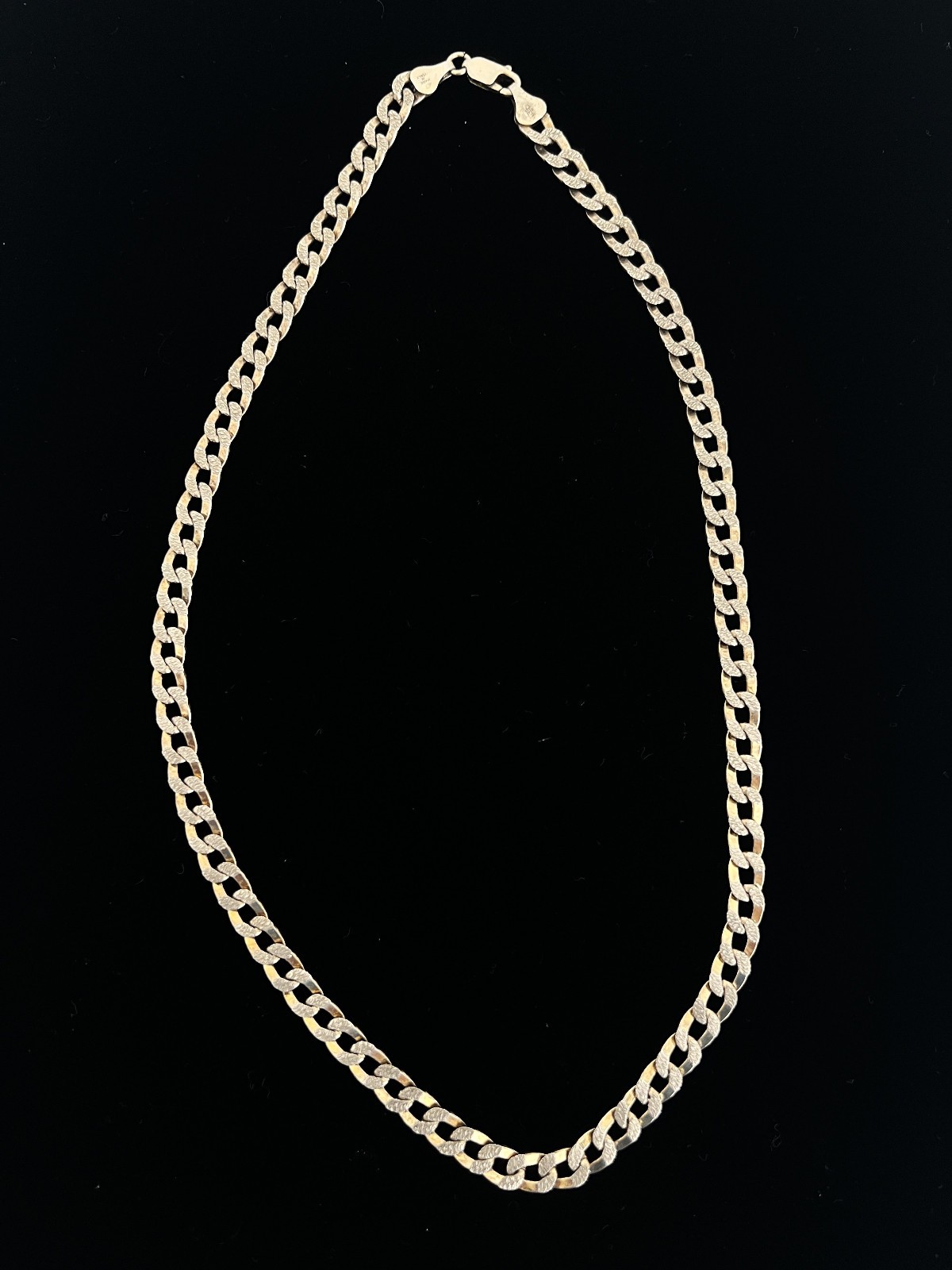 JJN103 Italian 925 Silver Gold Plate Pave Diamond Cut Miami Cuban Curb Chain 18″