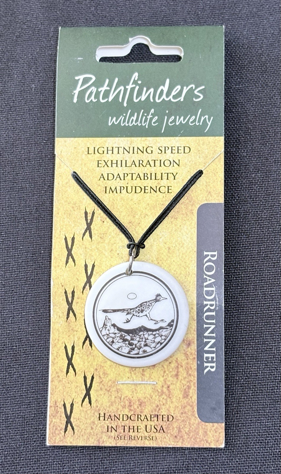Road Runner Porcelain Pendant Necklace Pathfinders Wildlife Jewelry USA