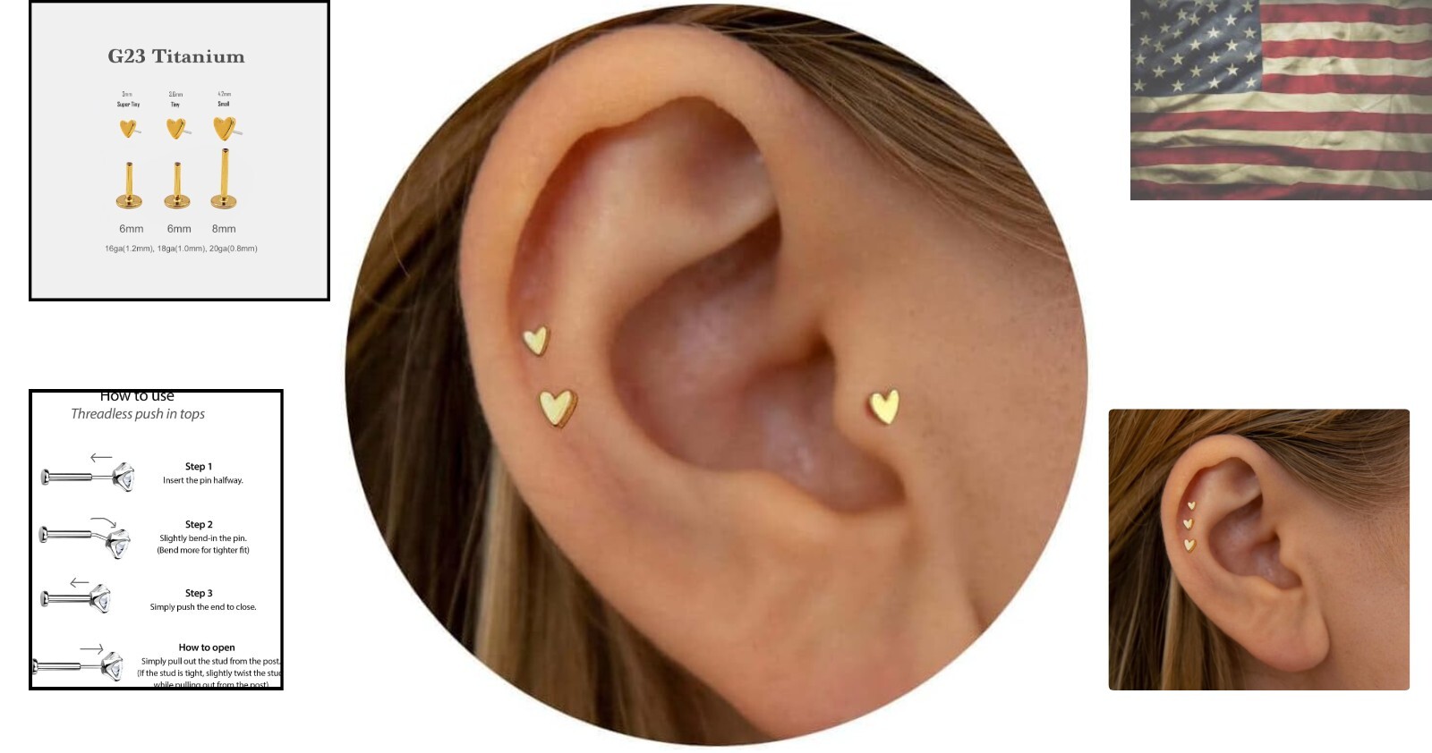 Titanium Threadless Flat Back Studs: Perfect Tiny Earrings Set – 20G/18G/16G