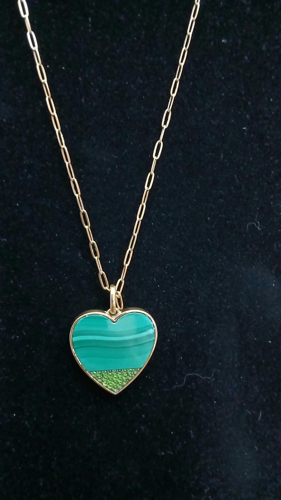 Heart-Shaped Inlaid Gemstone Dyed Malochite With Distinct Layered Green Bands
