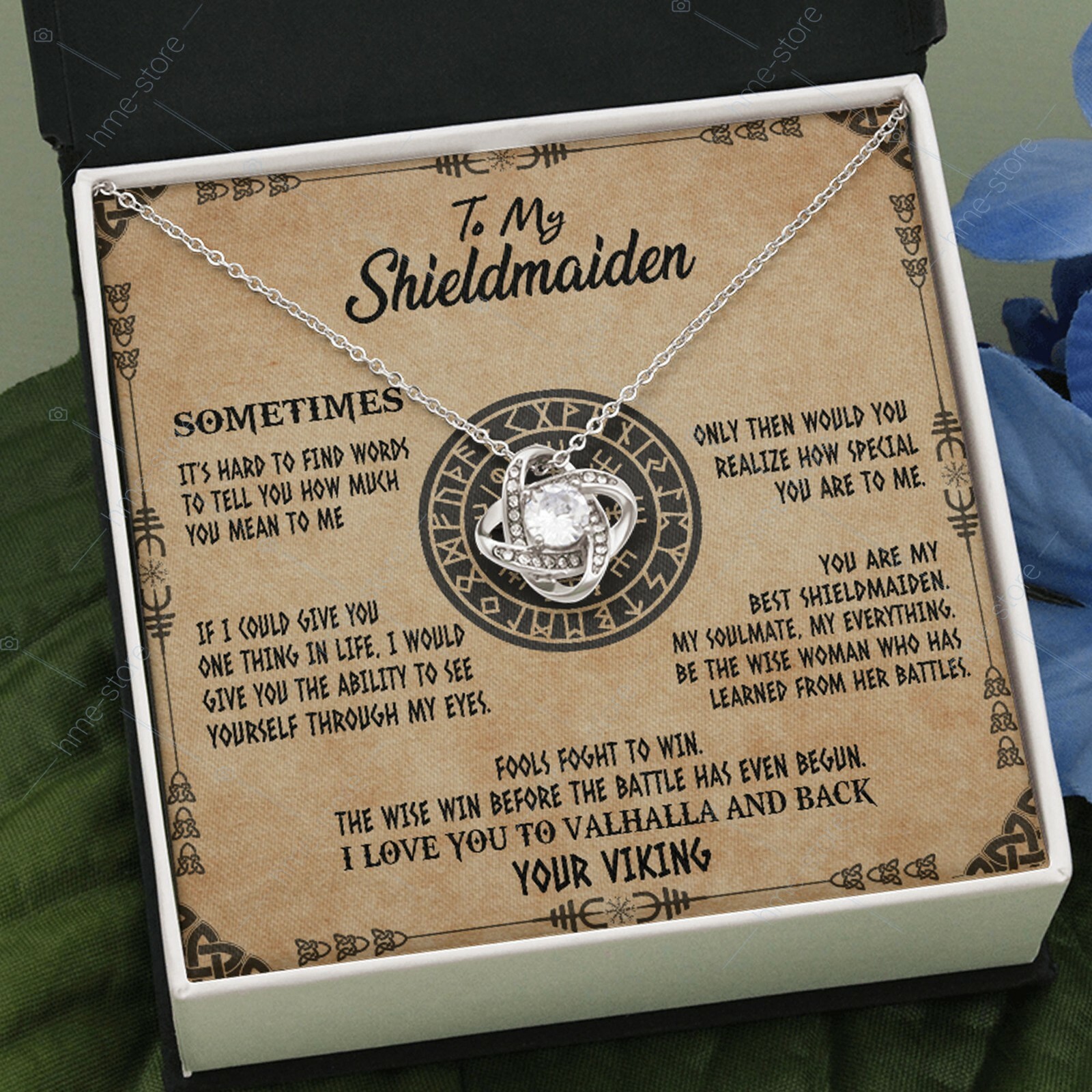 To My Shield-Maiden Necklace For Viking Wife Knot Pendant Jewelry Gifts For Her