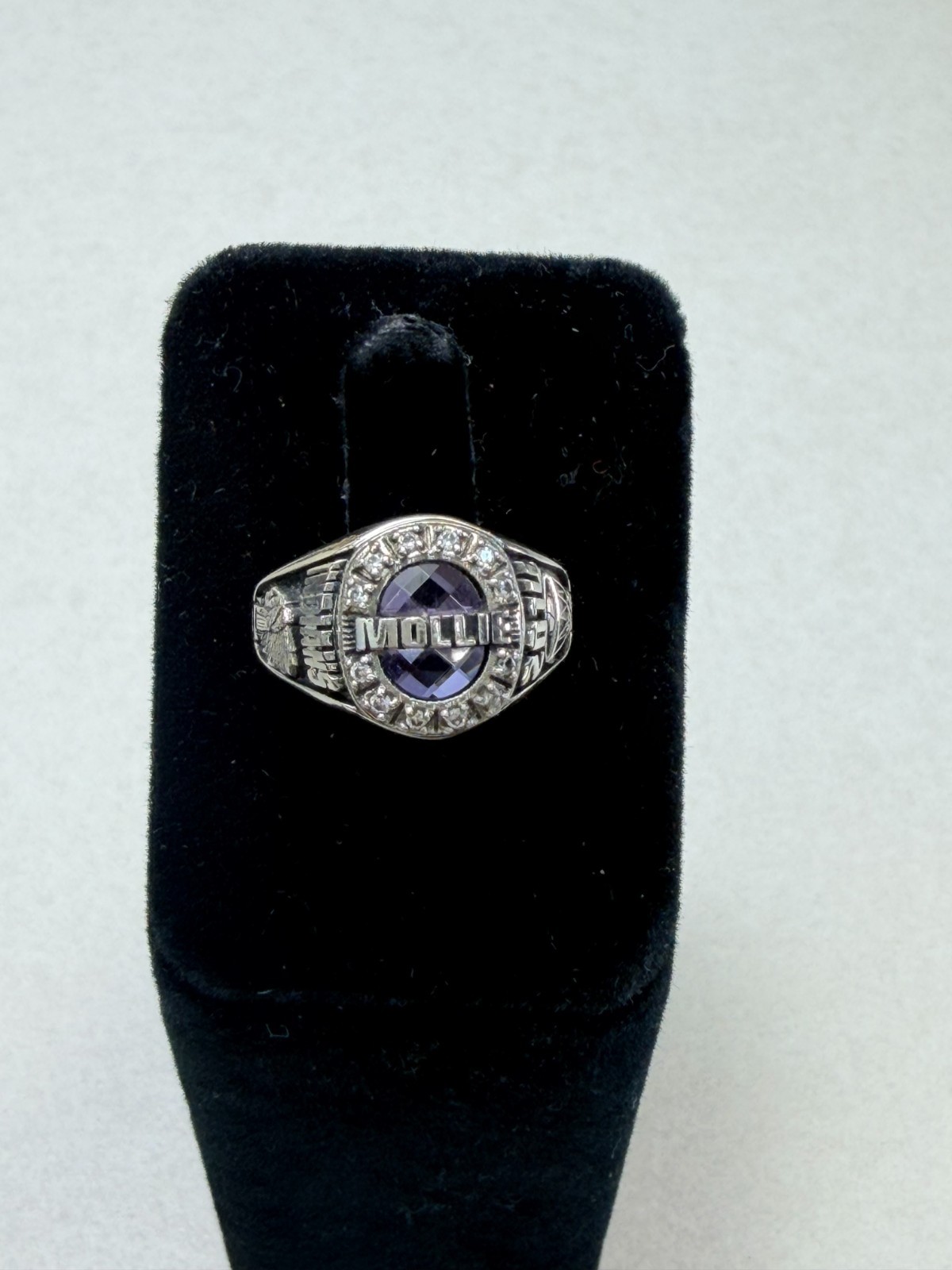 Indians Basketball Championship 2014 Ring Purple Stone Silver Tone Moline Sz 7