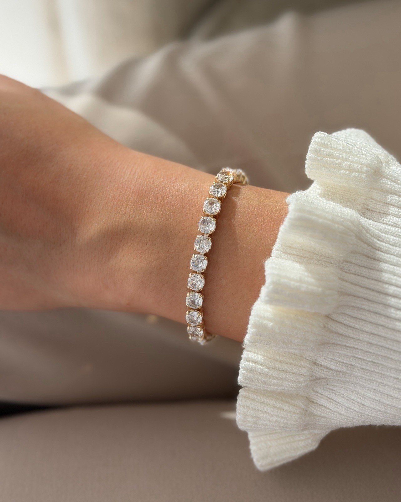 Bold Sparkle Link Tennis Bracelet, Gold-Plated Everyday Fashion Jewelry