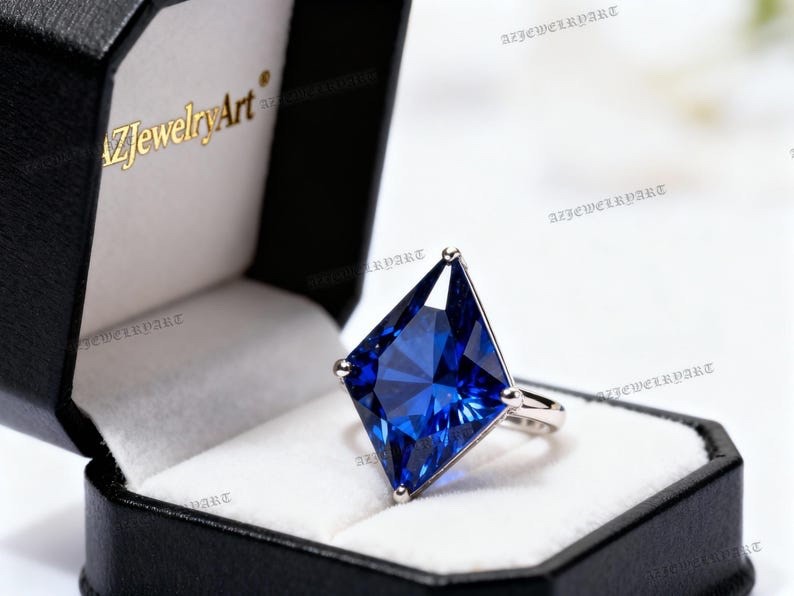 Unique kite cut Tanzanite Ring 925 Sterling Silver Women’s Engagement Ring.