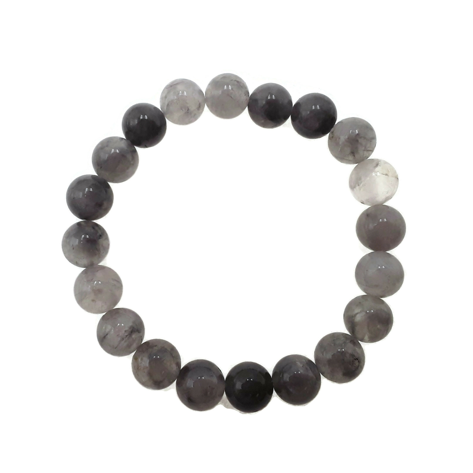Cloudy Gray Quartz Bracelet Smooth Round Size 8mm 10mm 7.5″ Length