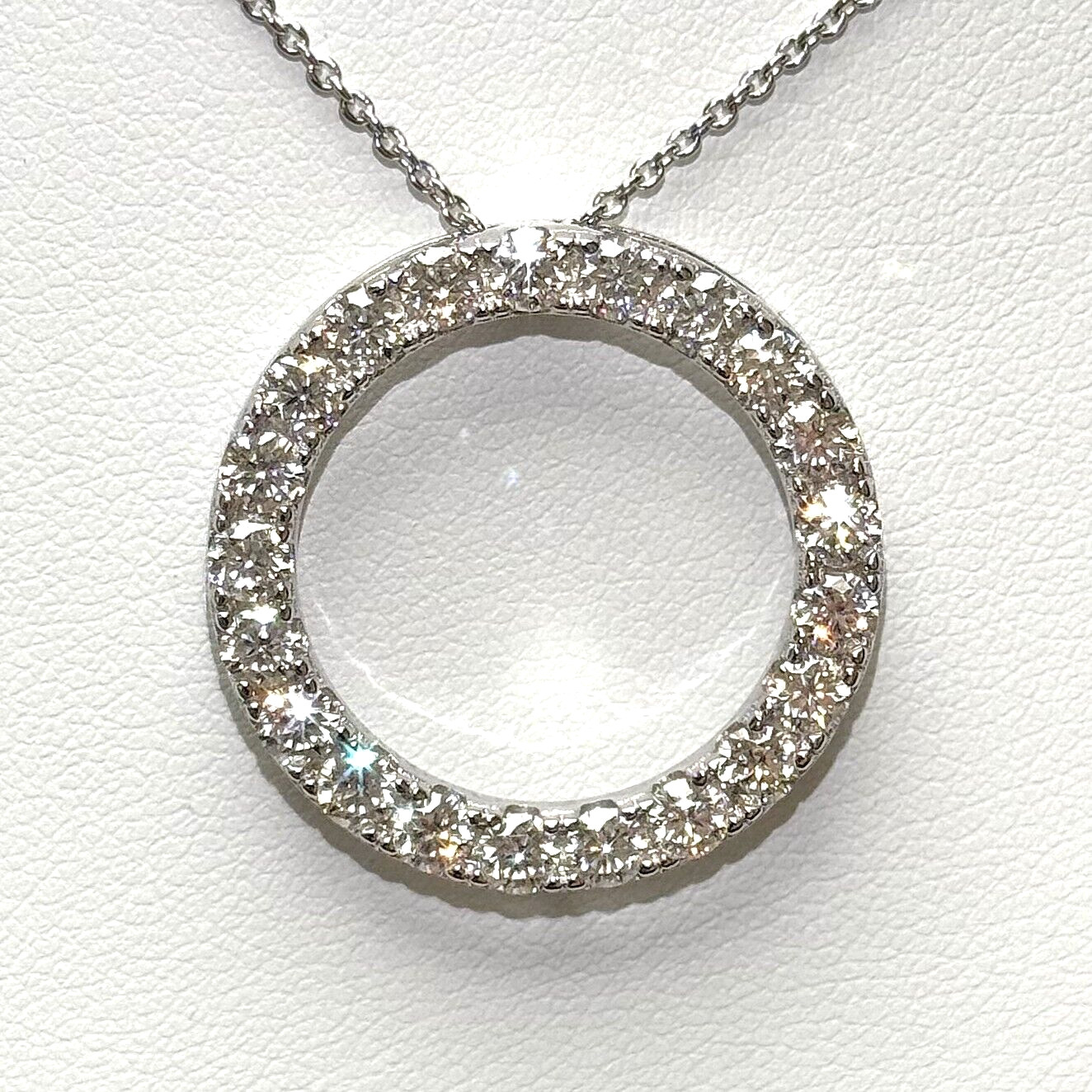 Certified Moissanite Circle Pendant Necklace 2.10 CTW – 925 Silver or Gold