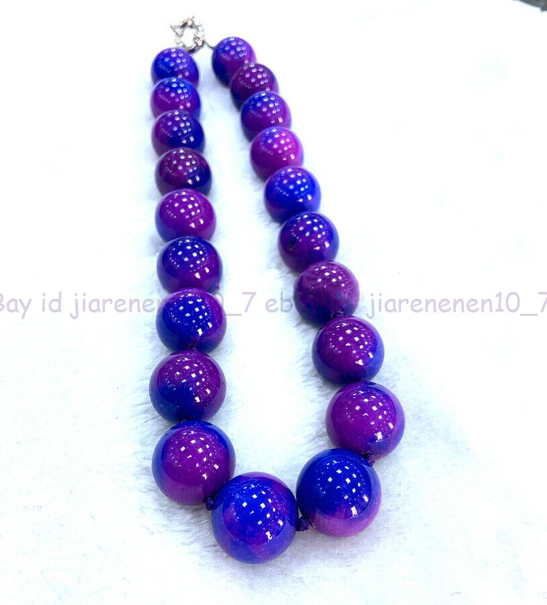 Natural Huge 20mm South Africa Purple Surgilite Round Gems Necklace 18in Z2509