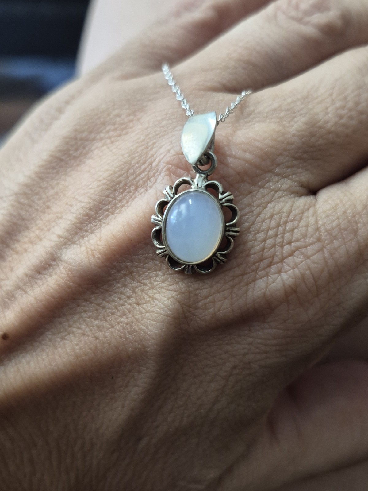 Opalite Pendant 16″ Silver Chain 925