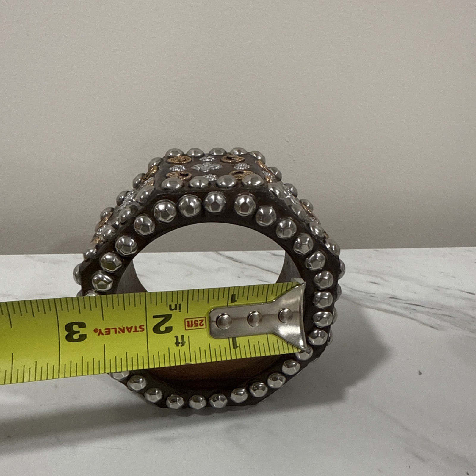 Antika Collection Brown Studded Bangle – Artisan Statement Bracelet