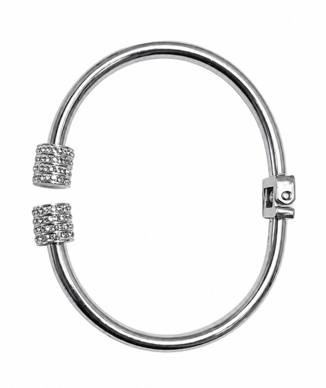 Stainless Steel CZ Bangle Bracelet Silver Tone Fashion Jewelry 20cm New
