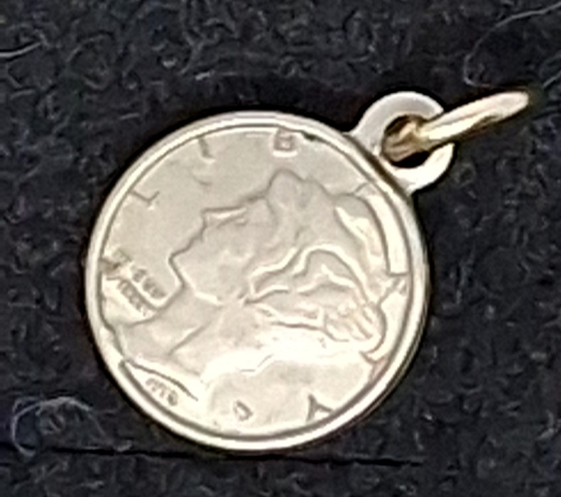 Replica Miniature 1914 Silver Mercury Dime Pendant
