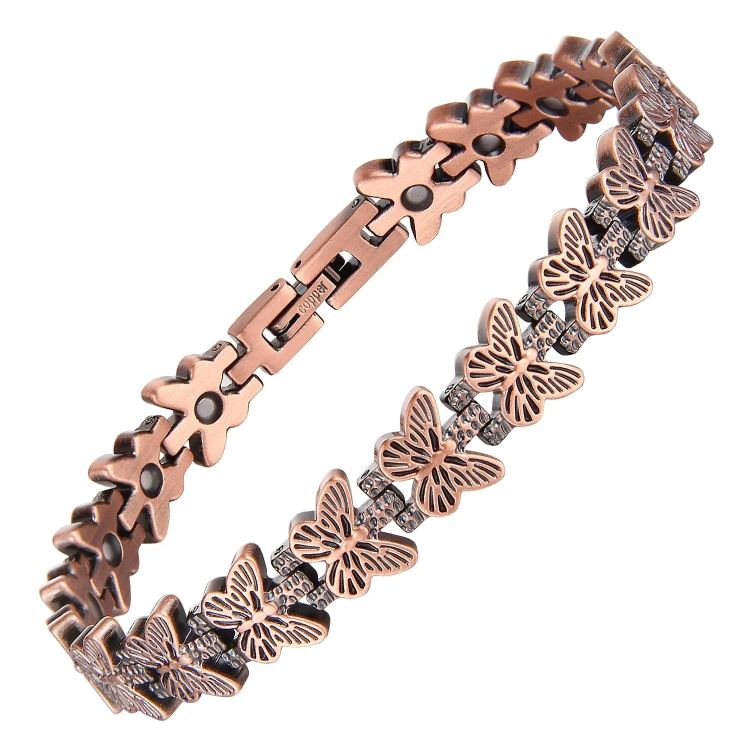 Women’s Copper Magnetic Bracelet Clover Crystal Adjustable Pain Relief Arthritis