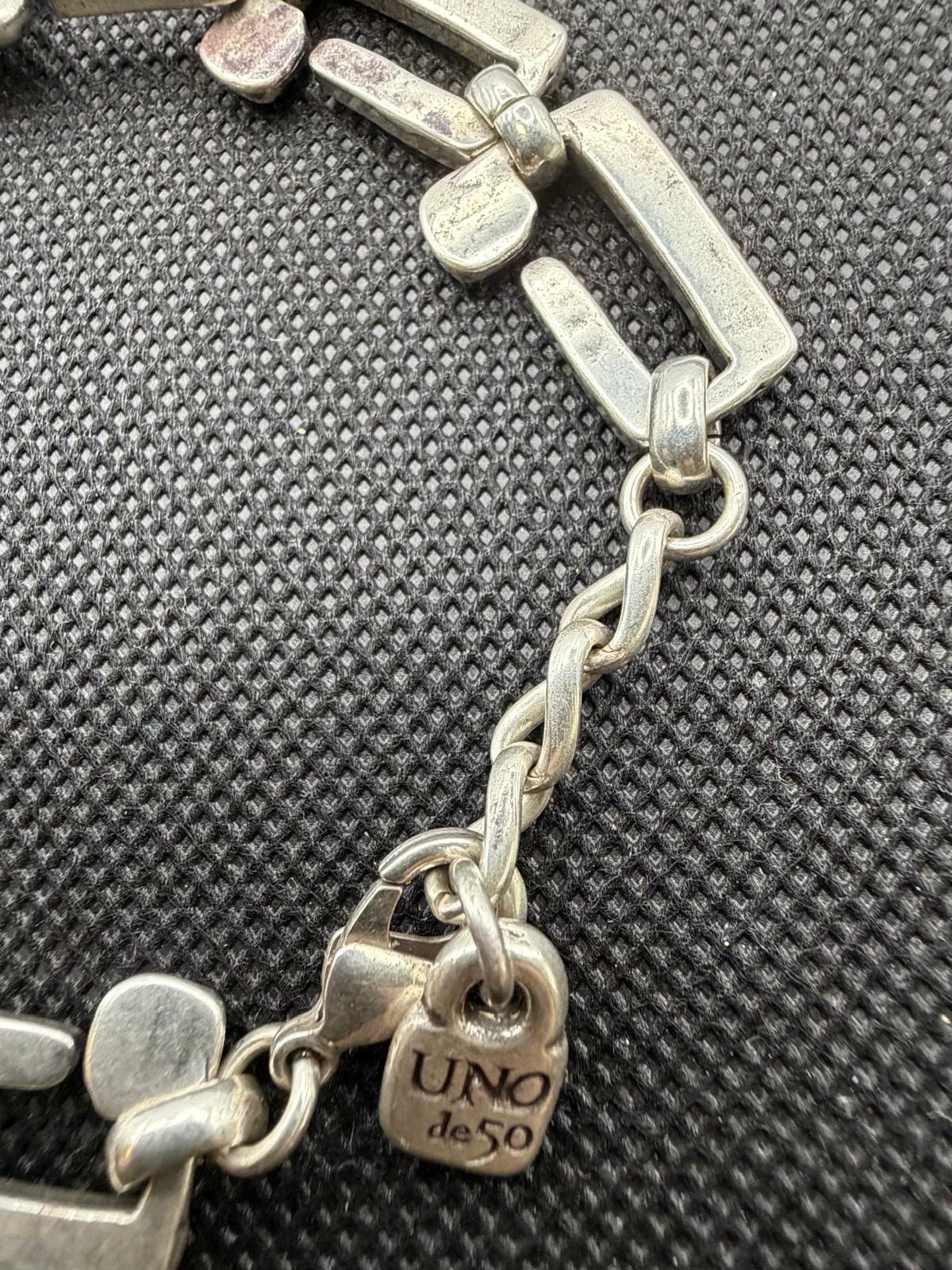 Uno de 50 ROOTS Silver Plated Bracelet Square Links Chain Medium