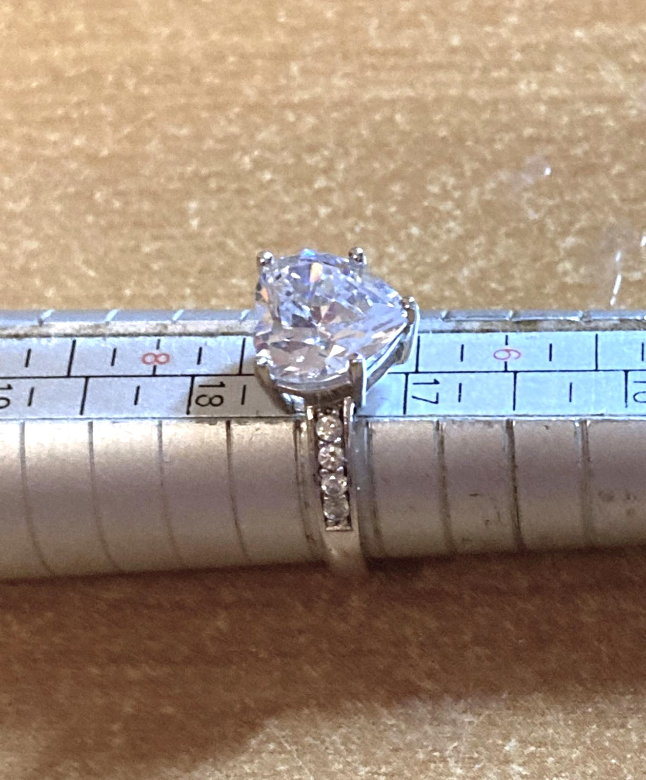 STAUER DIAMONDAURA HEART WITH SIDE STONES TOTAL 3.75CTS 925 STERLING SILVER SZ7
