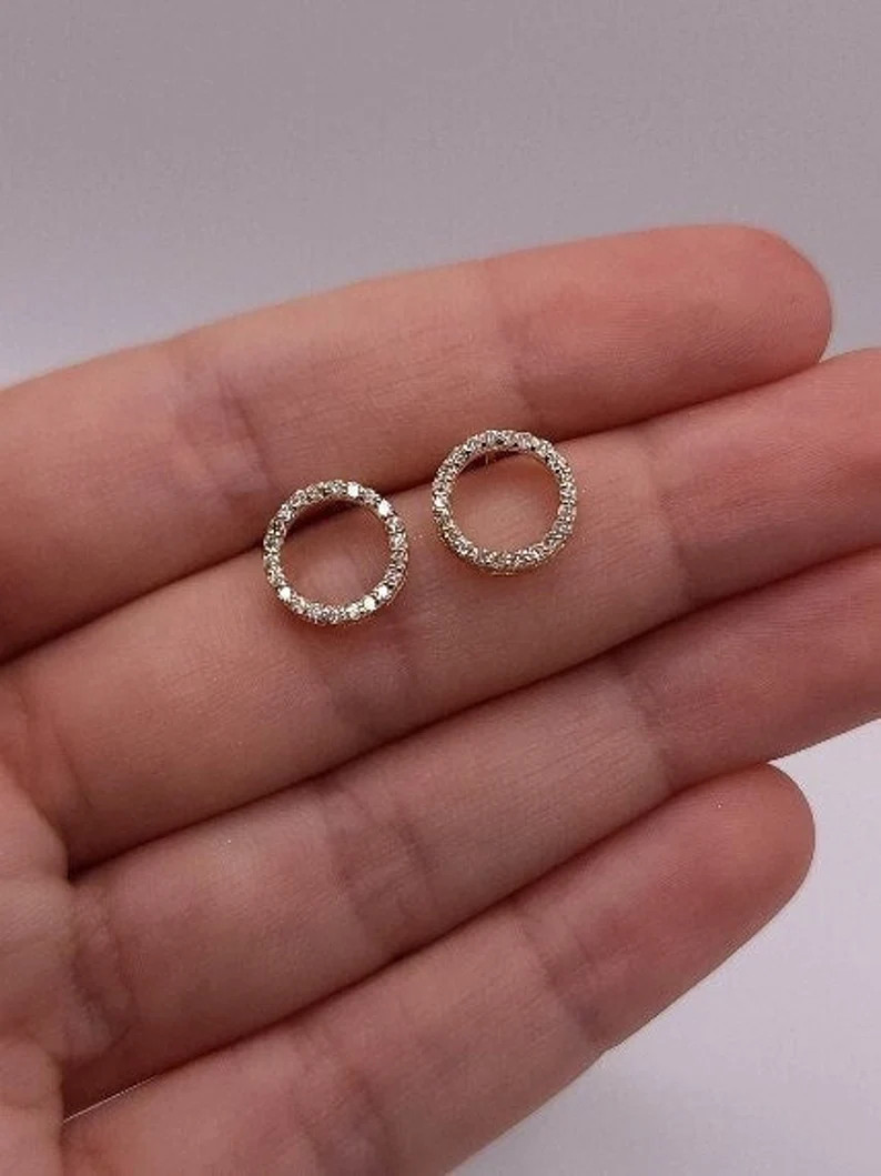 14Kt Gold Lab Grown Diamond Open circle Earrings