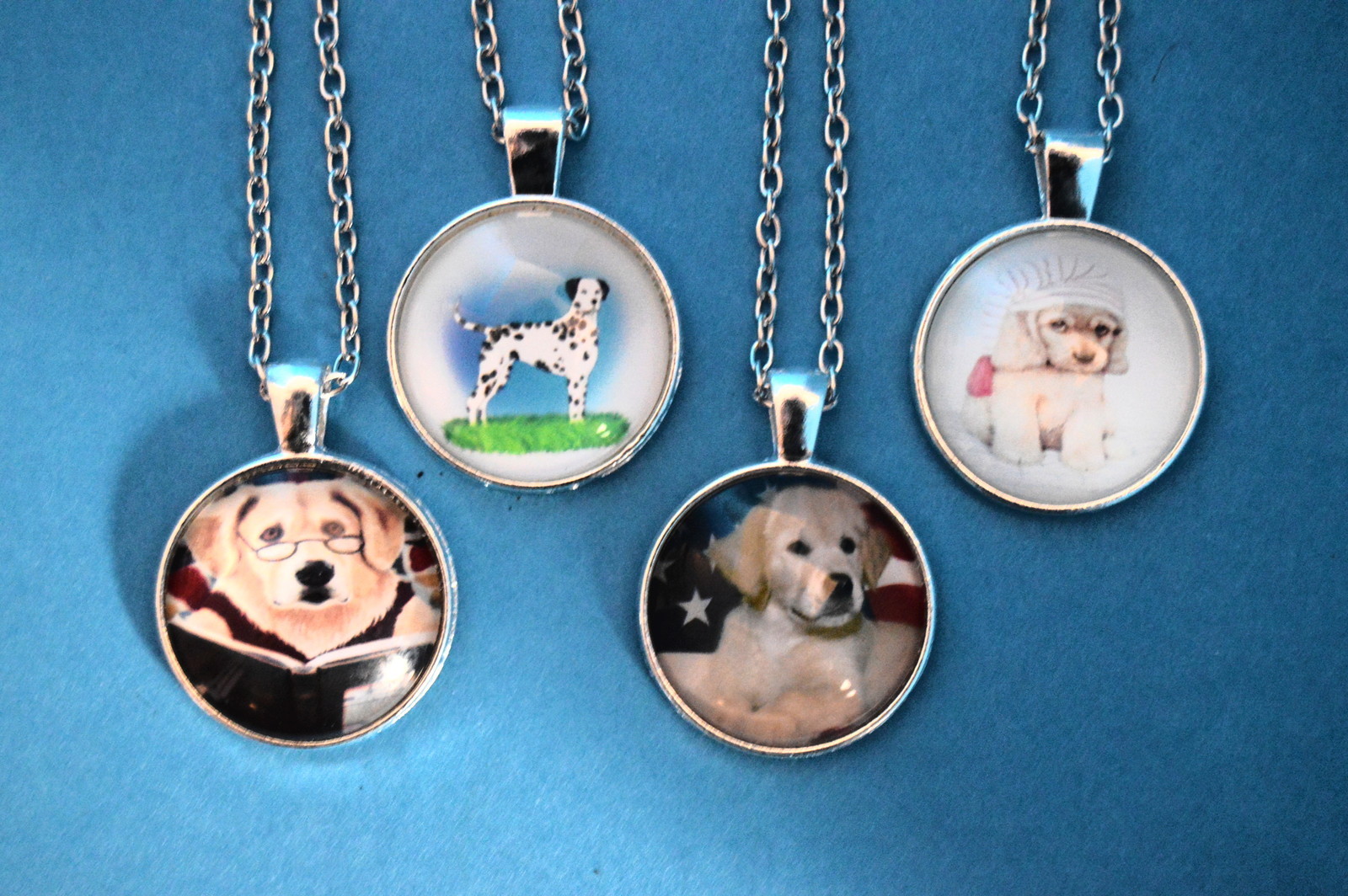 Lot of 4 DOGS Cabochon PENDANTS NECKLACES New! Jewelry USA SELLER! puppy pet