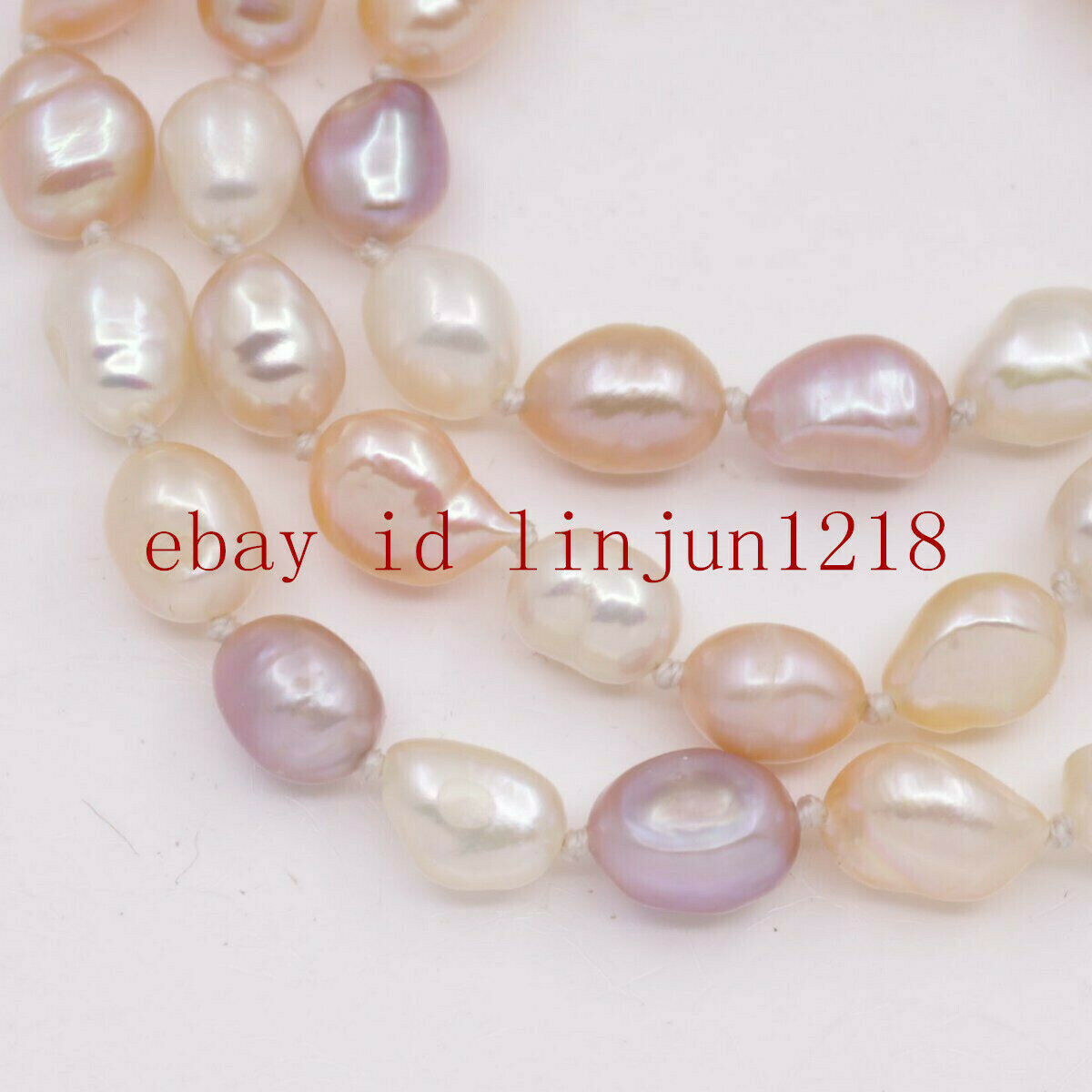 Natural 7-8mm White Pink Purple Pearl Freshwater Cultured Necklace 18-50″ AAA