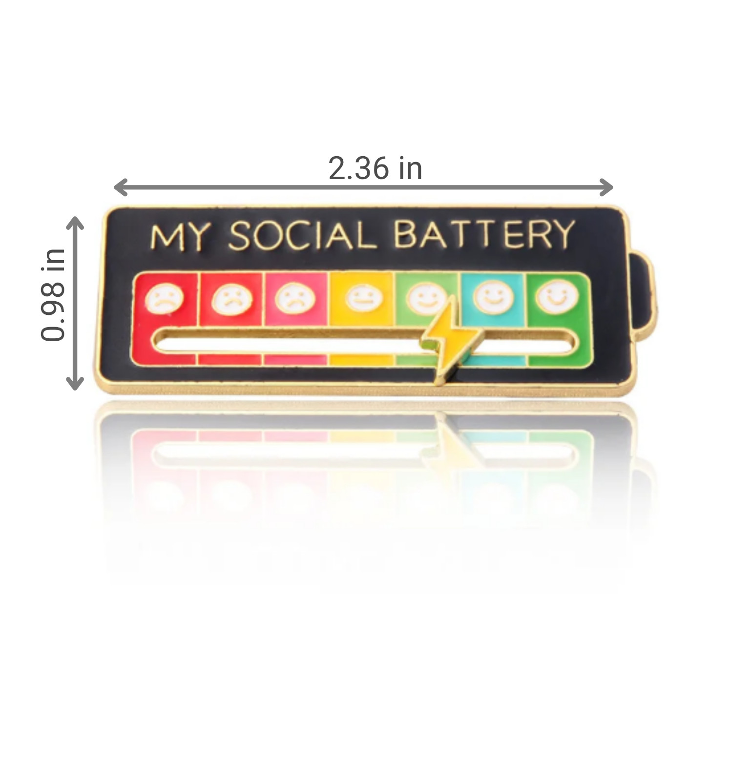 Funny Social Battery Slider Pin 7 Mood Expression Badge Cute Interactive Gift