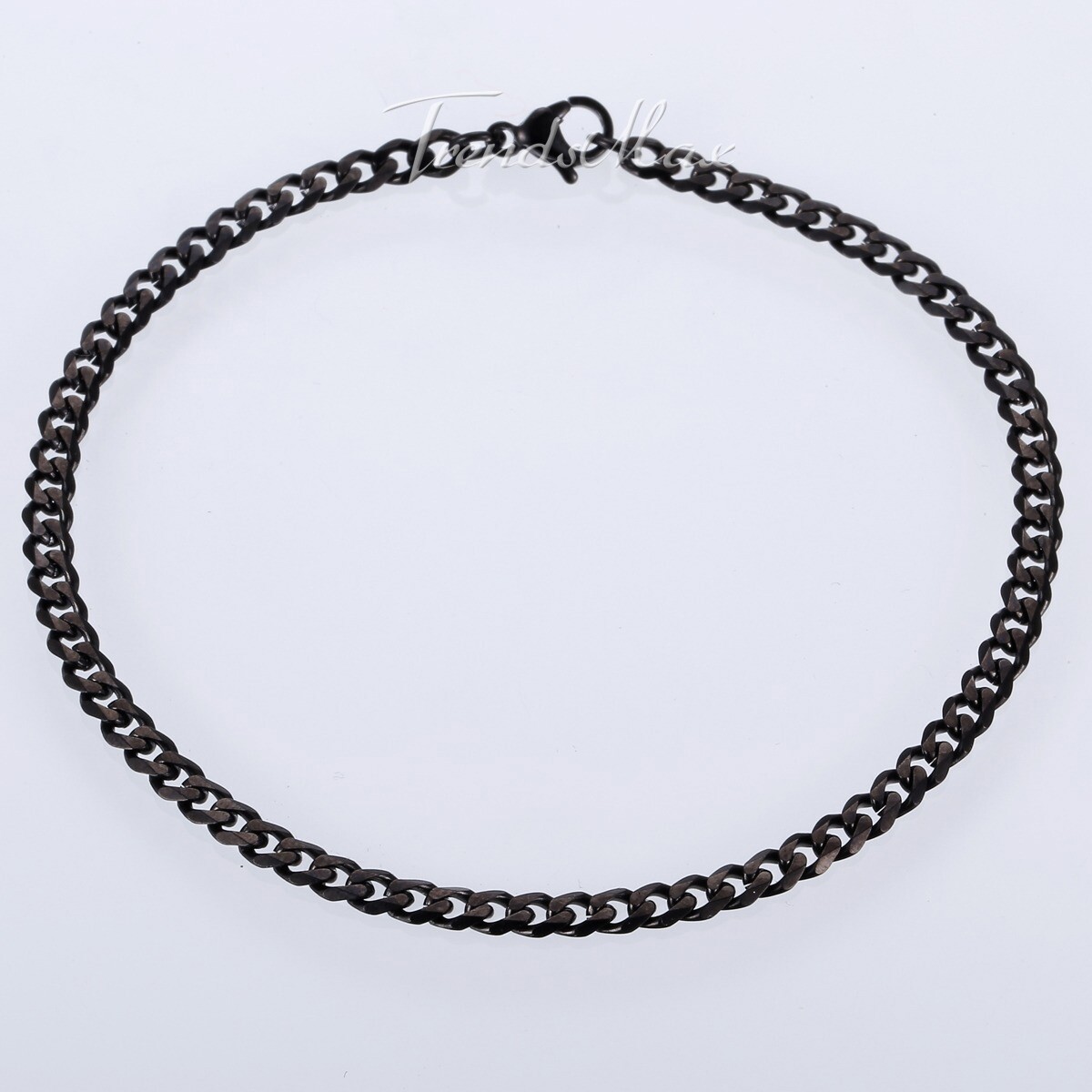3/5/7mm 10/11″ Black Curb Link Chain Stainless Steel Anklet Bracelet Unisex Men
