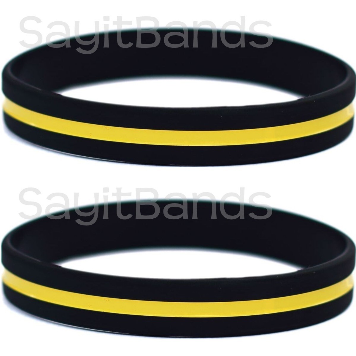 2 Thin Yellow Line Wristband – Awareness for Security Guards, Tow Truck Drivers