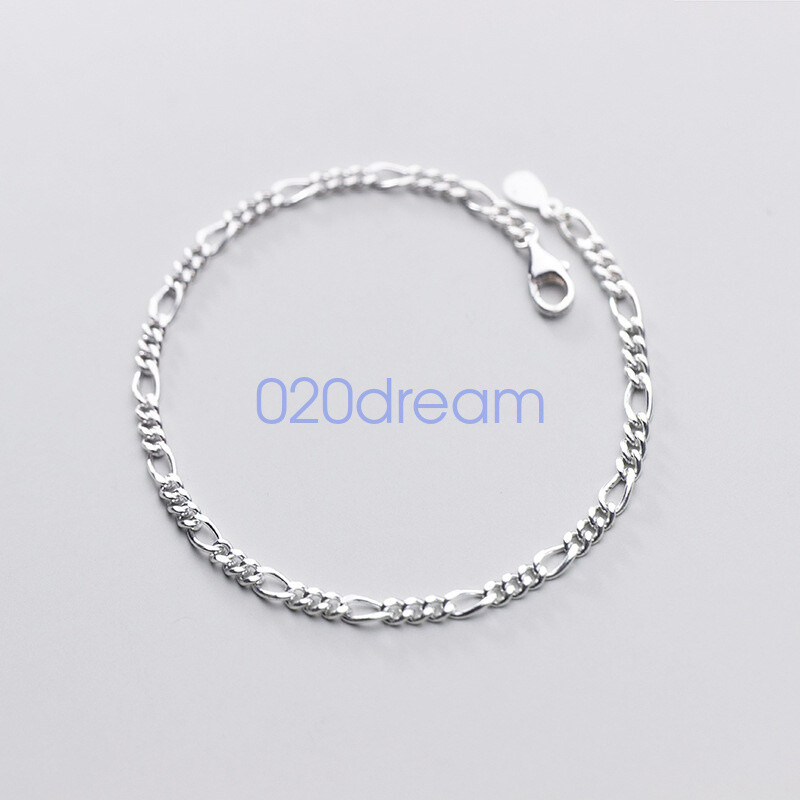 Real 925 Sterling Silver Necklace 1.5-3mm Figaro Chain 7-30″ Lobster Clasp Stamp