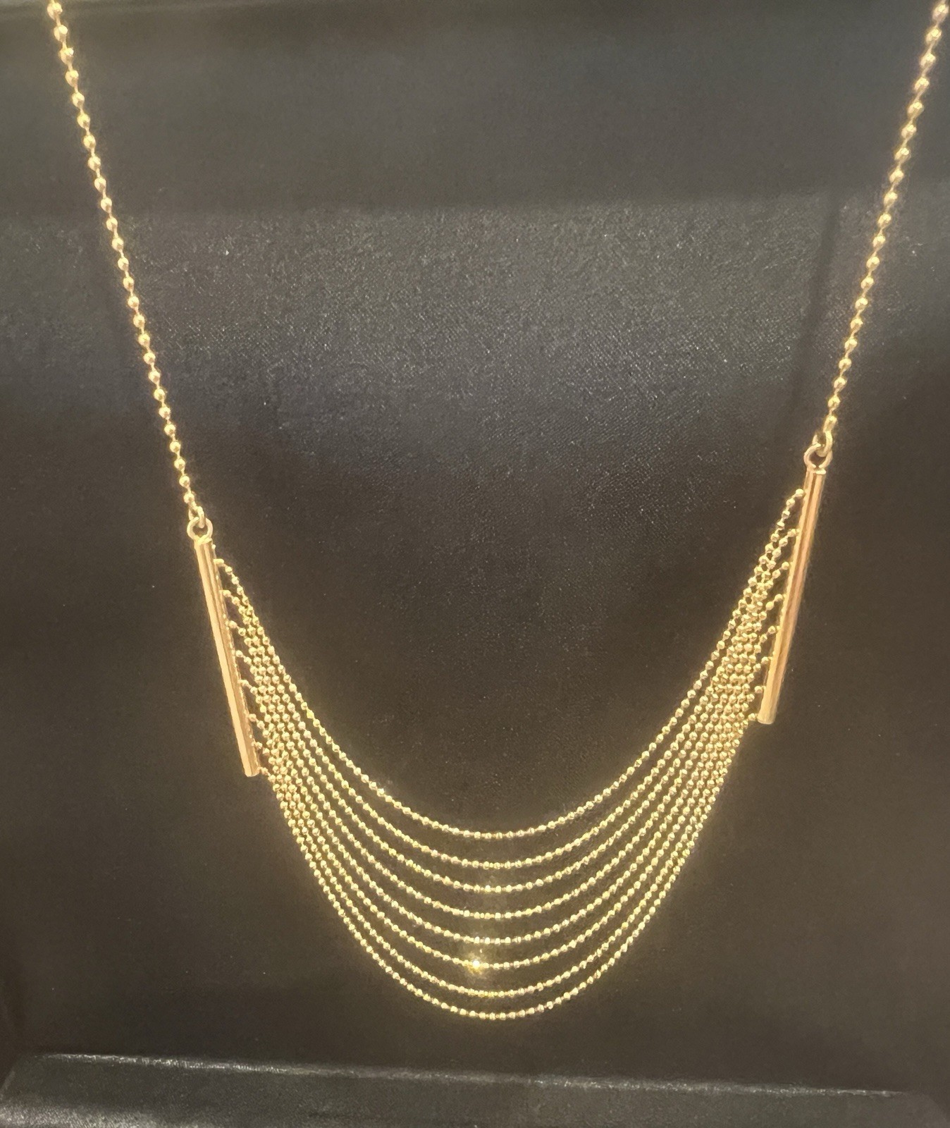14k Layered Multi-Strand Drape Necklace. 16” Made in Italy. 7 grams