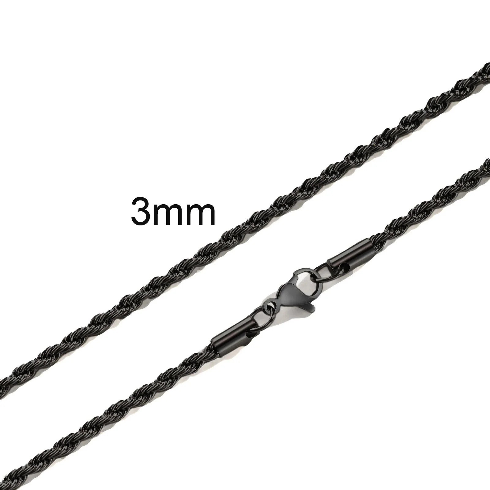 lot 2.4/3/4mm Stainless Steel Twisted Rope Chain Necklace for Men Women