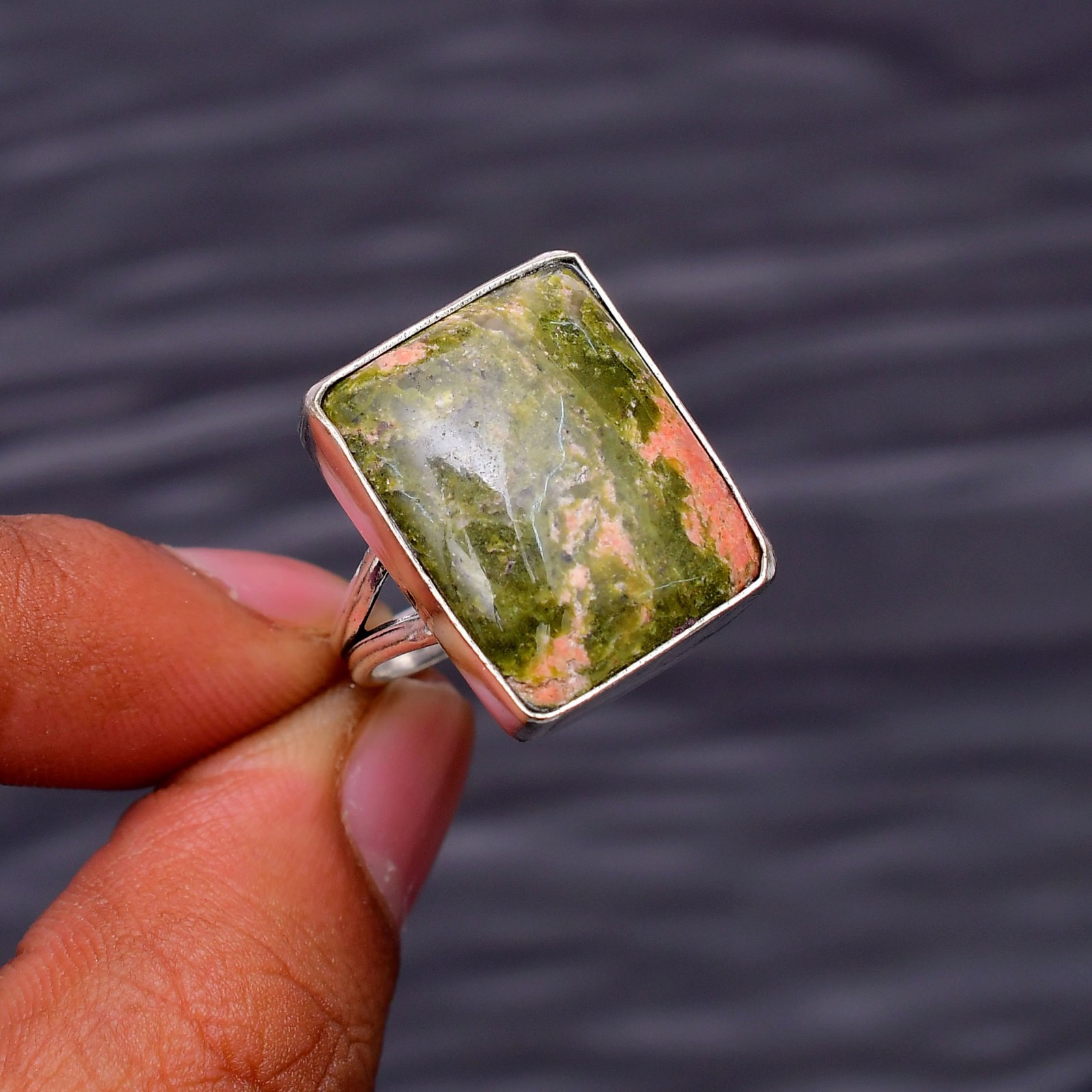 Unakite Gemstone : 925 Sterling Silver Jewelry Ring Size 7