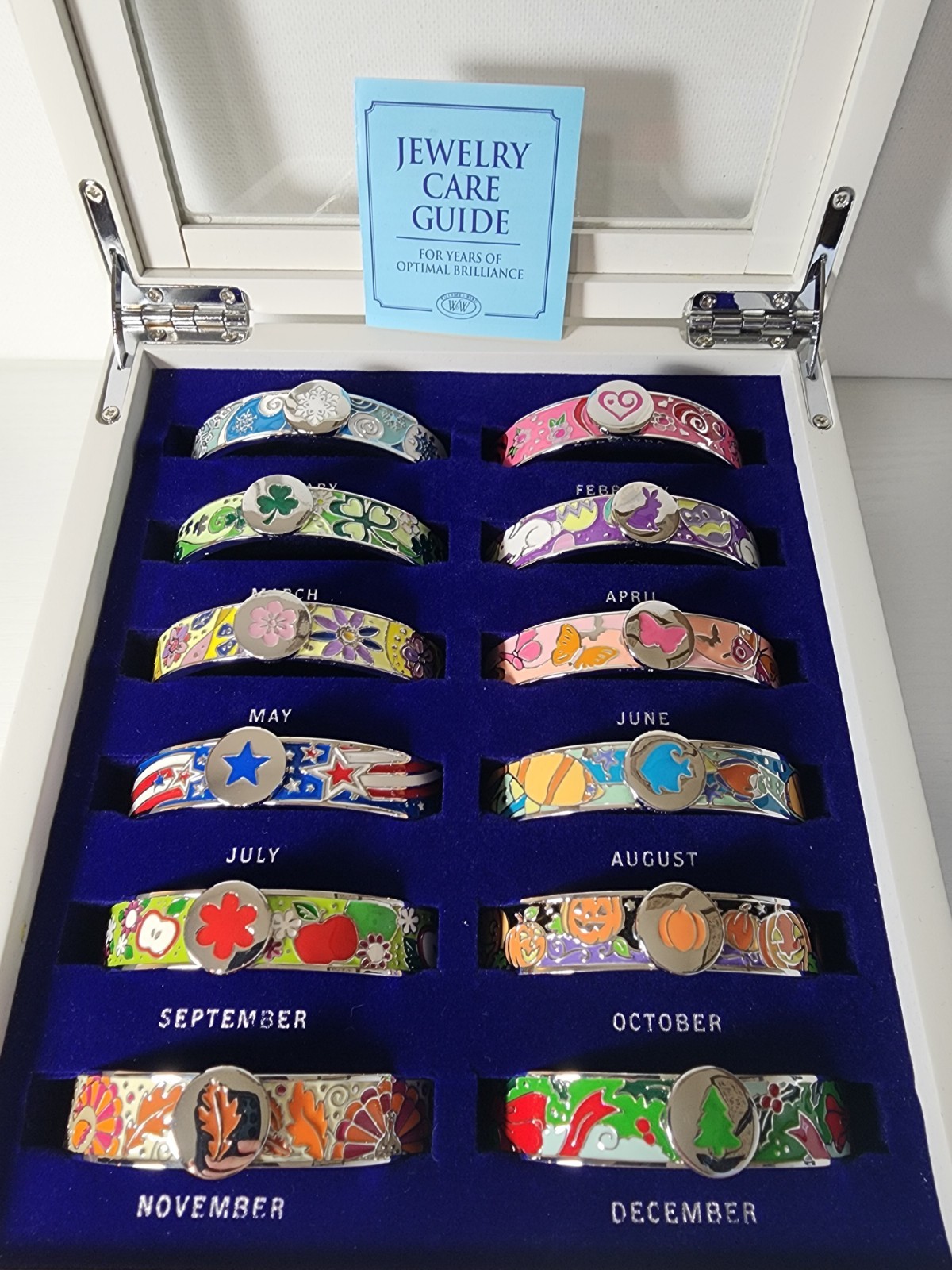Willabee and Ward Danbury Mint Full Set 12 Month Hinged Bangle Bracelets HTF