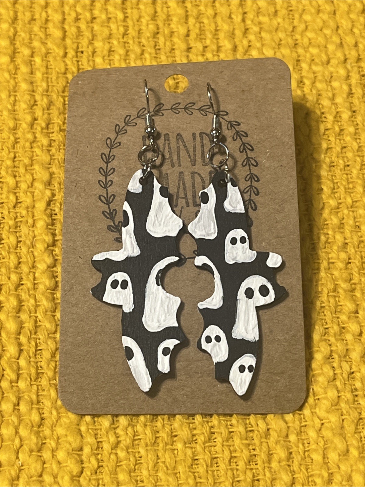Ghost Bat Earrings NEW Hand Painted