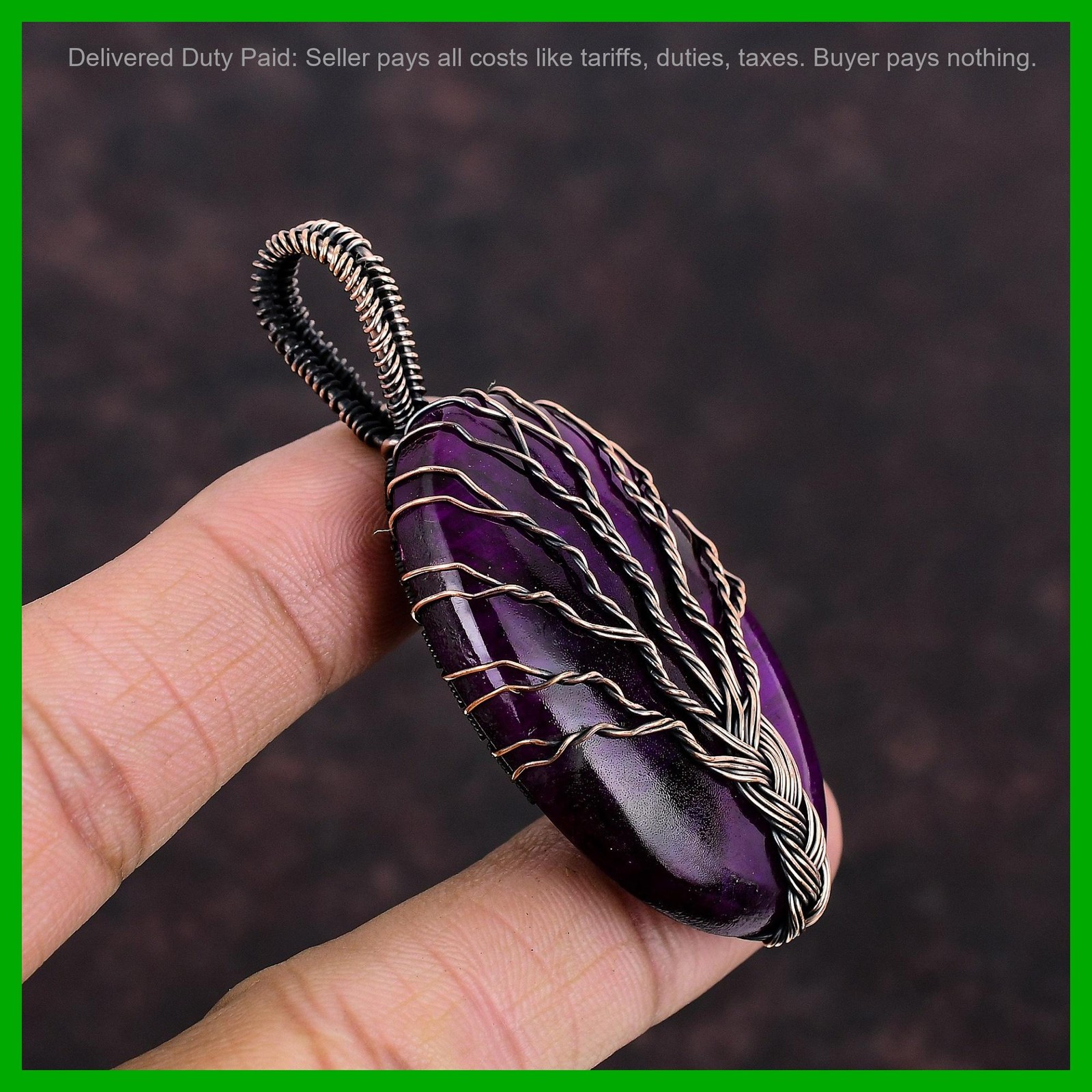 Copper Third Eye Chakra Natural Pink Fire Labradorite Wire Wrap Pendant Jewelry